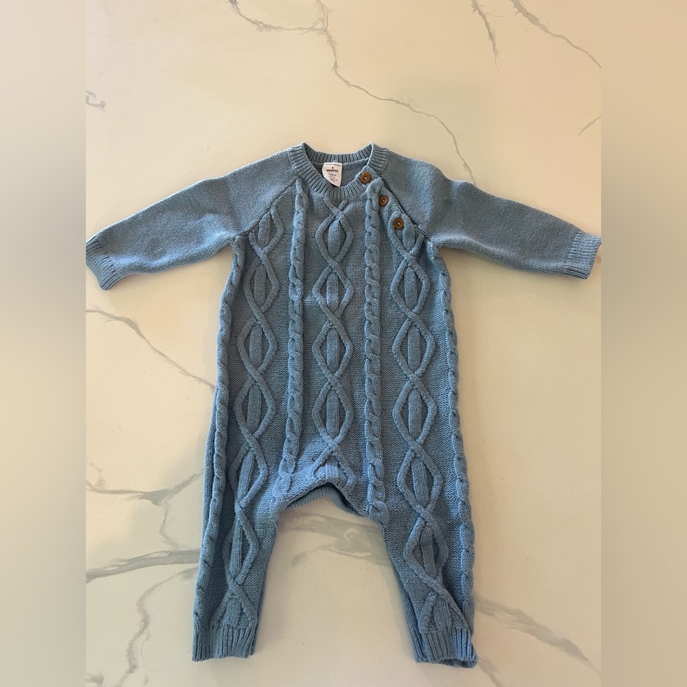 Cozy Blue Cable Knit Kids One Piece
